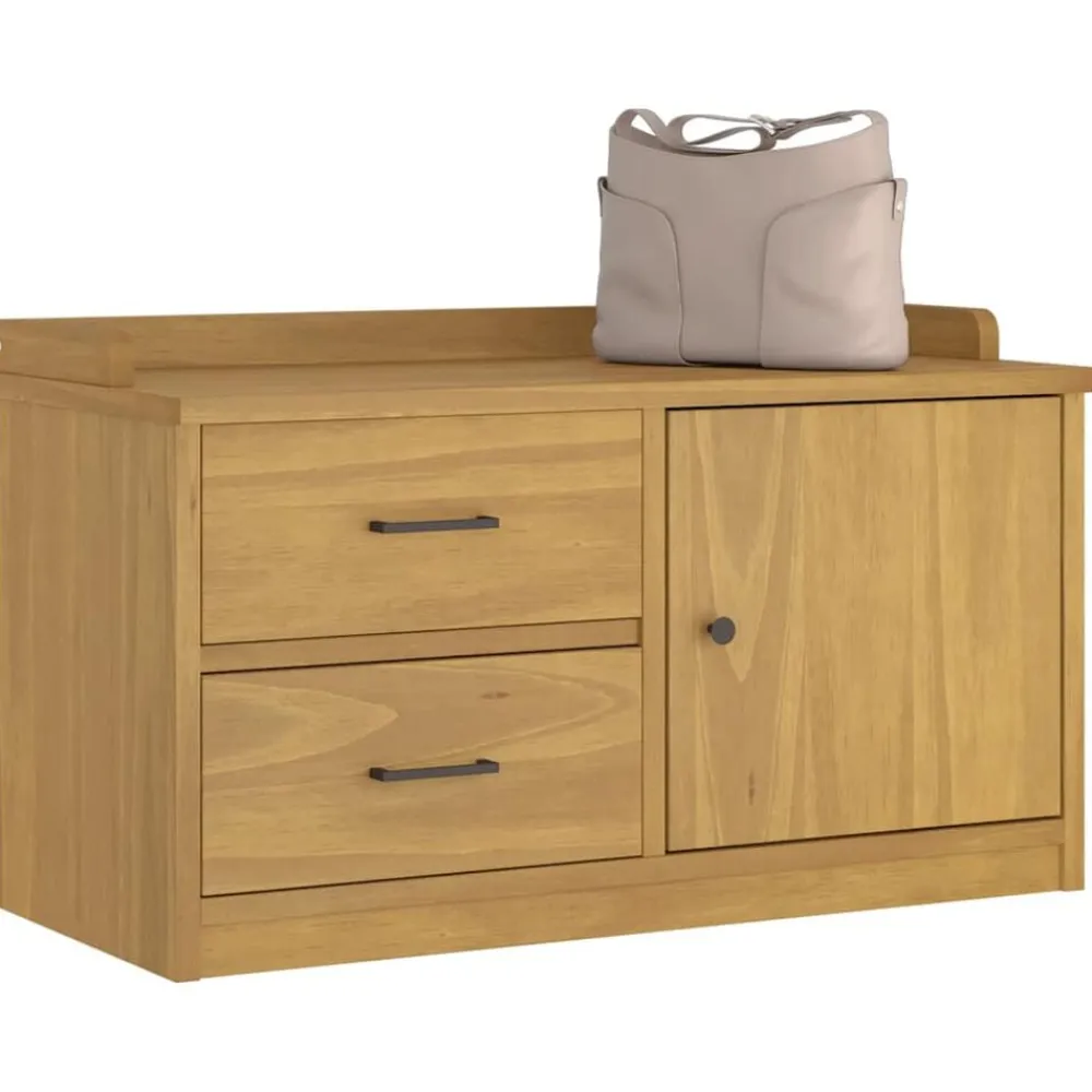 vidaXL Banco de recibidor SANDNES madera maciza de pino 87x40x50 cm Acabado de nogal Discount