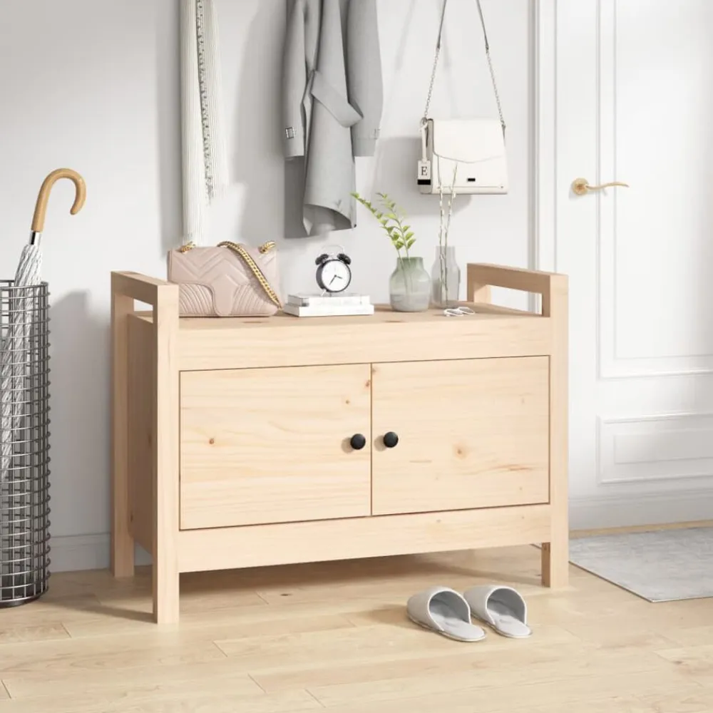 vidaXL Banco de recibidor madera maciza de pino 80x40x60 cm Natural Online