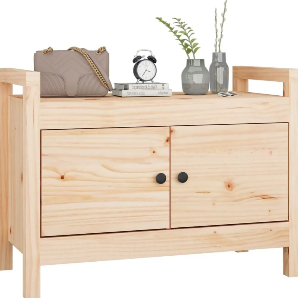 vidaXL Banco de recibidor madera maciza de pino 80x40x60 cm Natural Online