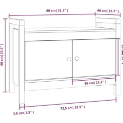 vidaXL Banco de recibidor madera maciza de pino 80x40x60 cm Natural Online