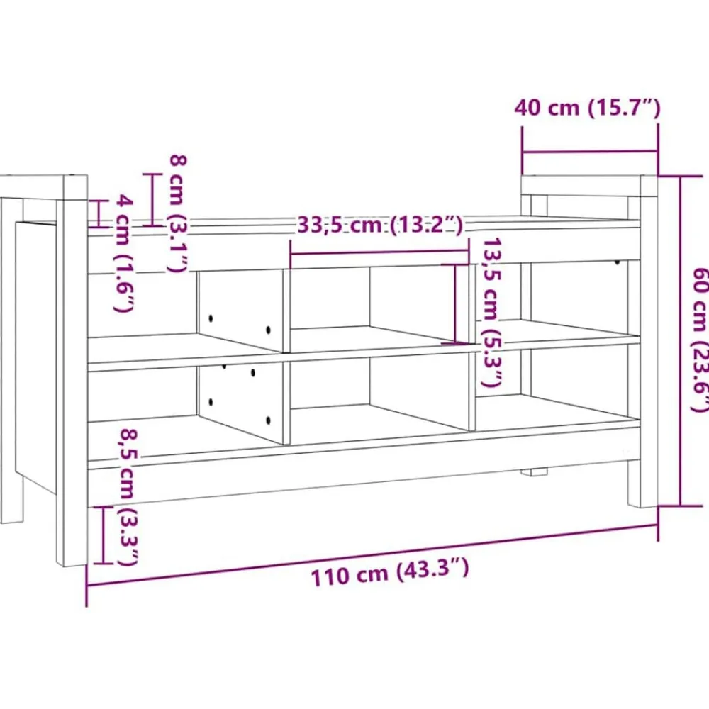 vidaXL Bancos-Banco de recibidor madera maciza de pino 110x40x60 cm