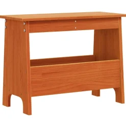 vidaXL Bancos-Banco de recibidor madera maciza pino marrón cera 60x28x45 cm