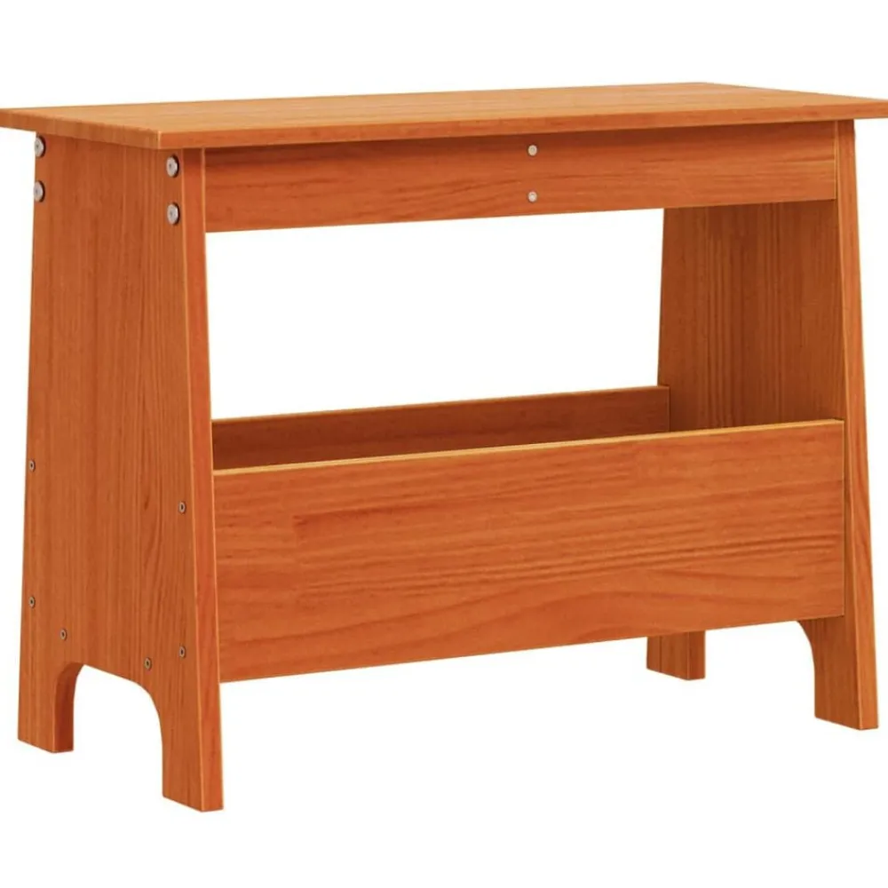 vidaXL Bancos-Banco de recibidor madera maciza pino marrón cera 60x28x45 cm