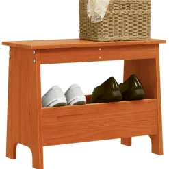 vidaXL Bancos-Banco de recibidor madera maciza pino marrón cera 60x28x45 cm