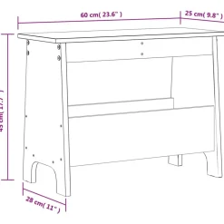 vidaXL Bancos-Banco de recibidor madera maciza pino marrón cera 60x28x45 cm