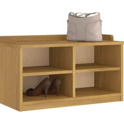 vidaXL Banco de recibidor SANDNES madera maciza de pino 87x40x50 cm Acabado de nogal Clearance