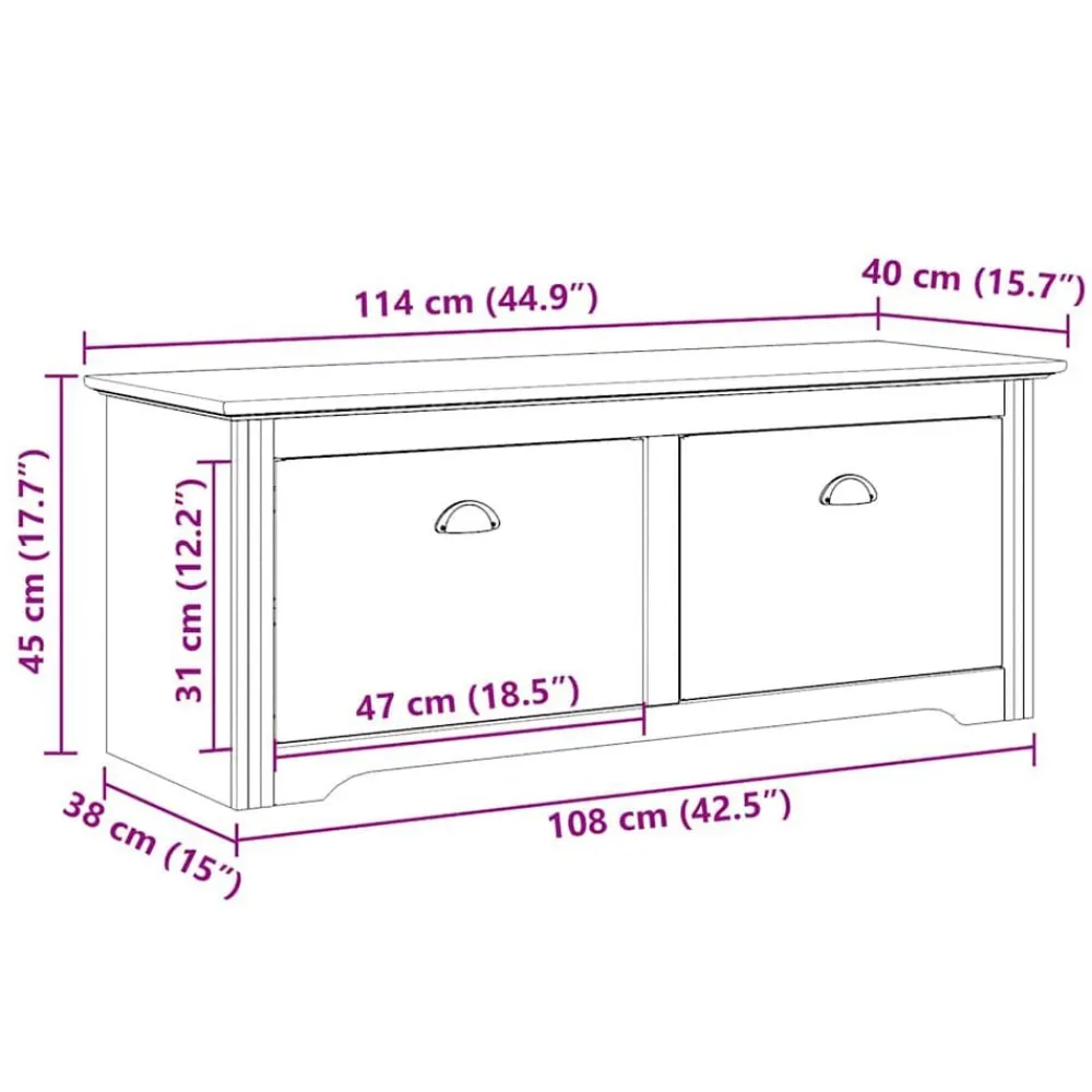 vidaXL Banco de recibidor BODO 114x40x45 cm Blanco New