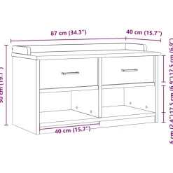 vidaXL Bancos-Banco de recibidor SANDNES madera maciza de pino 87x40x50 cm