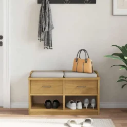 vidaXL Bancos-Banco de recibidor SANDNES madera maciza de pino 87x40x50 cm