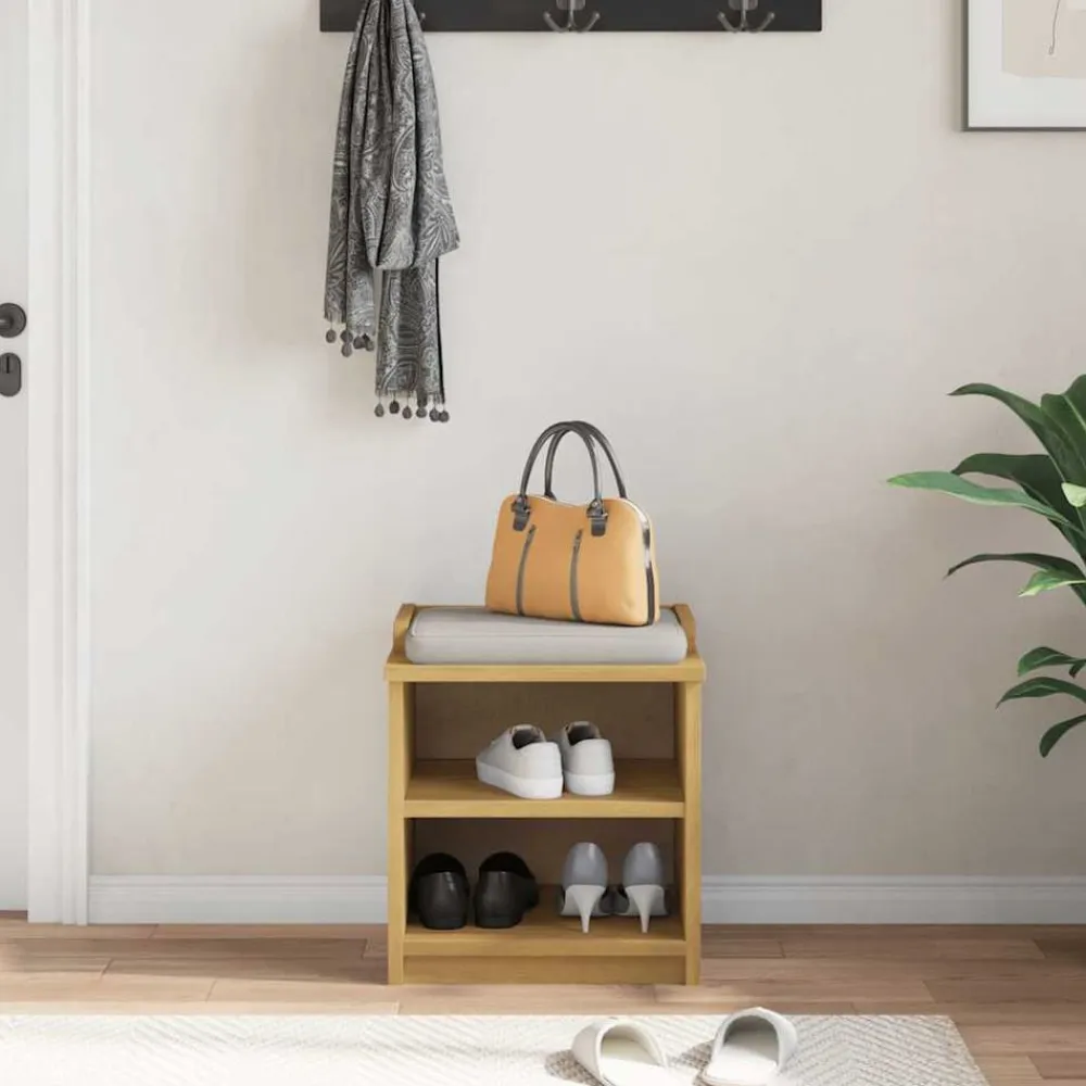vidaXL Bancos-Banco de recibidor SANDNES madera maciza de pino 45x40x50 cm