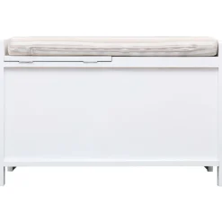 vidaXL Bancos-Banco de recibidor de madera de Paulownia blanco 70x33,5x45 cm
