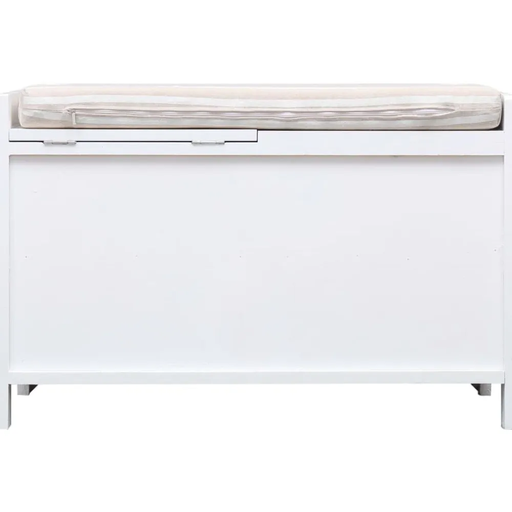 vidaXL Bancos-Banco de recibidor de madera de Paulownia blanco 70x33,5x45 cm