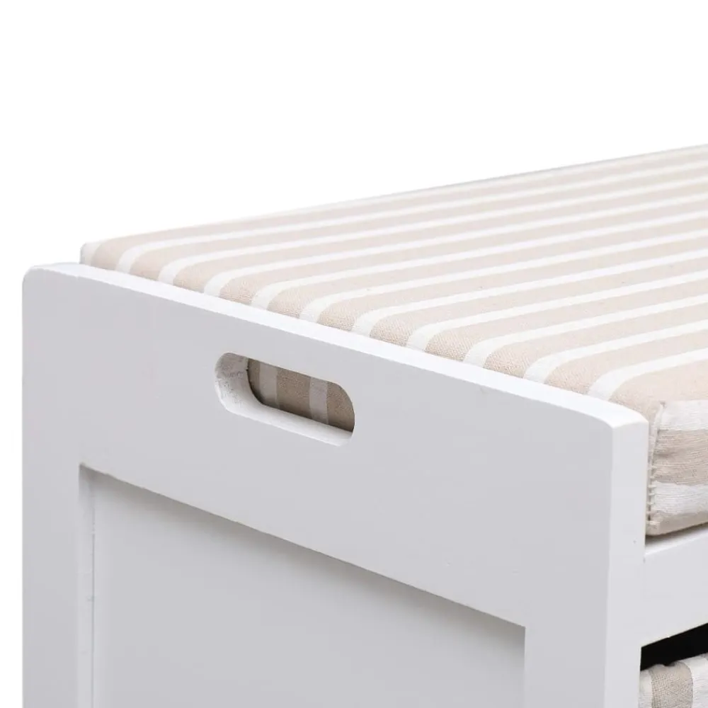 vidaXL Bancos-Banco de recibidor de madera de Paulownia blanco 70x33,5x45 cm