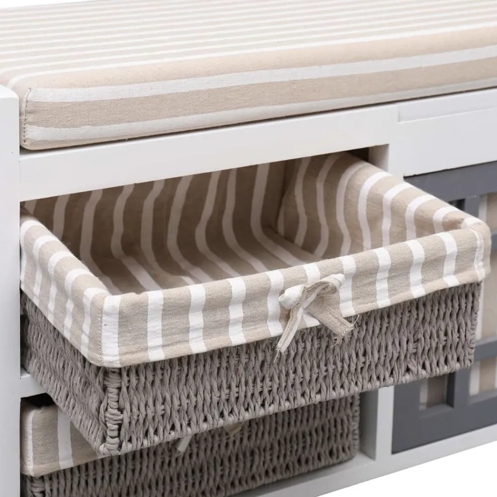 vidaXL Bancos-Banco de recibidor de madera de Paulownia blanco 70x33,5x45 cm