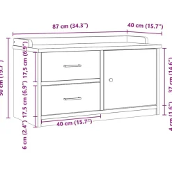 vidaXL Bancos-Banco de recibidor SANDNES madera maciza pino 87x40x50cm