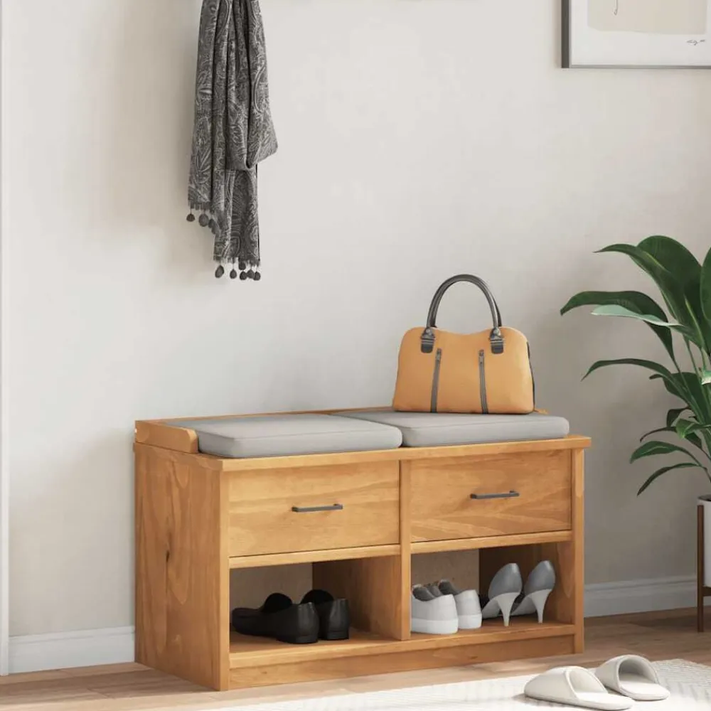 vidaXL Bancos-Banco de recibidor SANDNES madera maciza de pino 87x40x50 cm