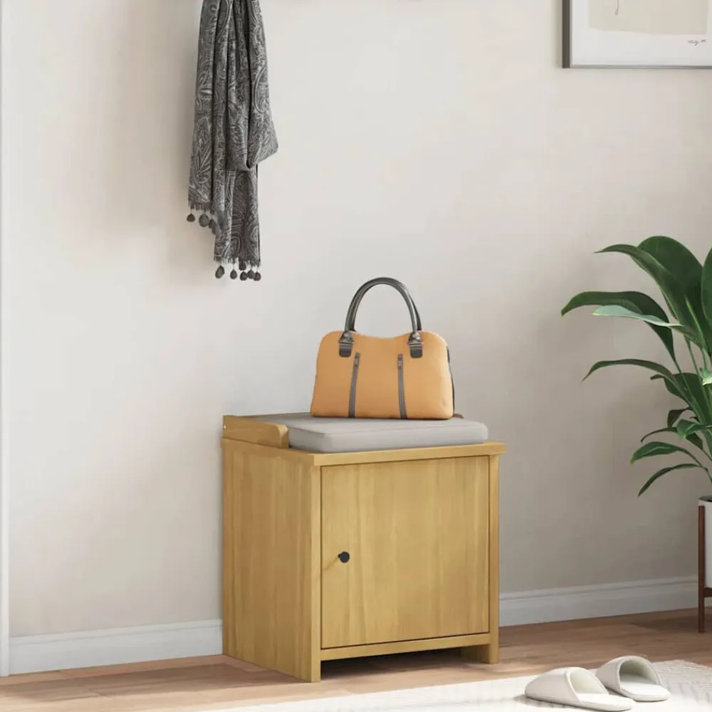 vidaXL Banco de recibidor SANDNES madera maciza de pino 45x40x50 cm Acabado de nogal Hot