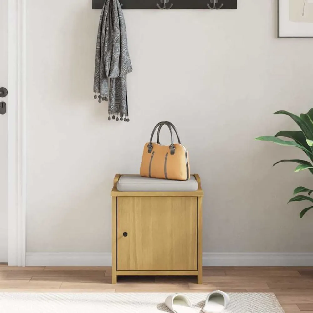 vidaXL Banco de recibidor SANDNES madera maciza de pino 45x40x50 cm Acabado de nogal Hot