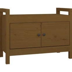 vidaXL Bancos-Banco de recibidor madera maciza de pino marrón miel 80x40x60cm
