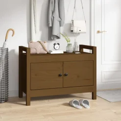 vidaXL Bancos-Banco de recibidor madera maciza de pino marrón miel 80x40x60cm