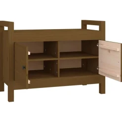 vidaXL Bancos-Banco de recibidor madera maciza de pino marrón miel 80x40x60cm