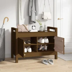 vidaXL Bancos-Banco de recibidor madera maciza de pino marrón miel 80x40x60cm