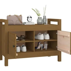 vidaXL Bancos-Banco de recibidor madera maciza de pino marrón miel 80x40x60cm
