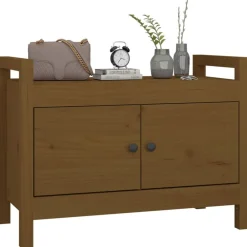 vidaXL Bancos-Banco de recibidor madera maciza de pino marrón miel 80x40x60cm