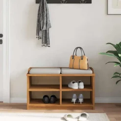 vidaXL Banco de recibidor SANDNES madera maciza de pino 87x40x50 cm Acabado de acacia Hot