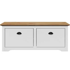 vidaXL Bancos-Banco de recibidor BODO blanco y marrón 114x40x45 cm