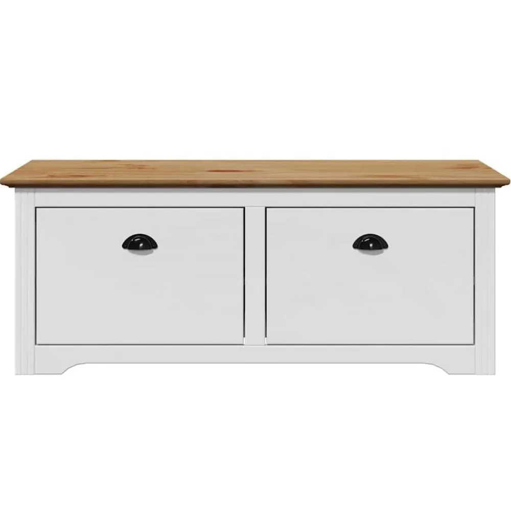 vidaXL Bancos-Banco de recibidor BODO blanco y marrón 114x40x45 cm
