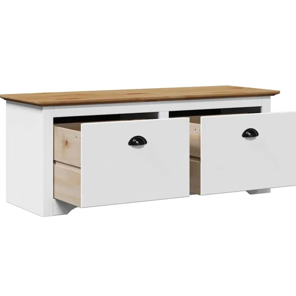 vidaXL Bancos-Banco de recibidor BODO blanco y marrón 114x40x45 cm
