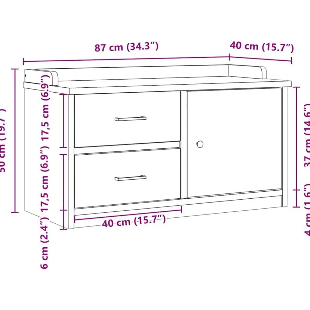 vidaXL Bancos-Banco de recibidor SANDNES madera maciza de pino 87x40x50 cm