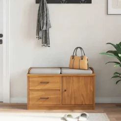 vidaXL Bancos-Banco de recibidor SANDNES madera maciza de pino 87x40x50 cm