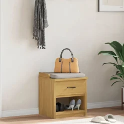 vidaXL Bancos-Banco de recibidor SANDNES madera maciza de pino 45x40x50 cm