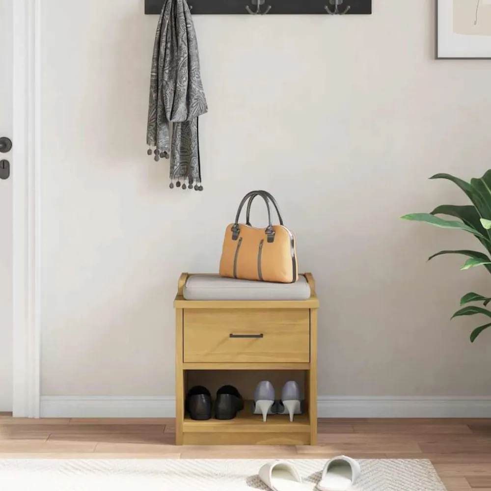 vidaXL Bancos-Banco de recibidor SANDNES madera maciza de pino 45x40x50 cm