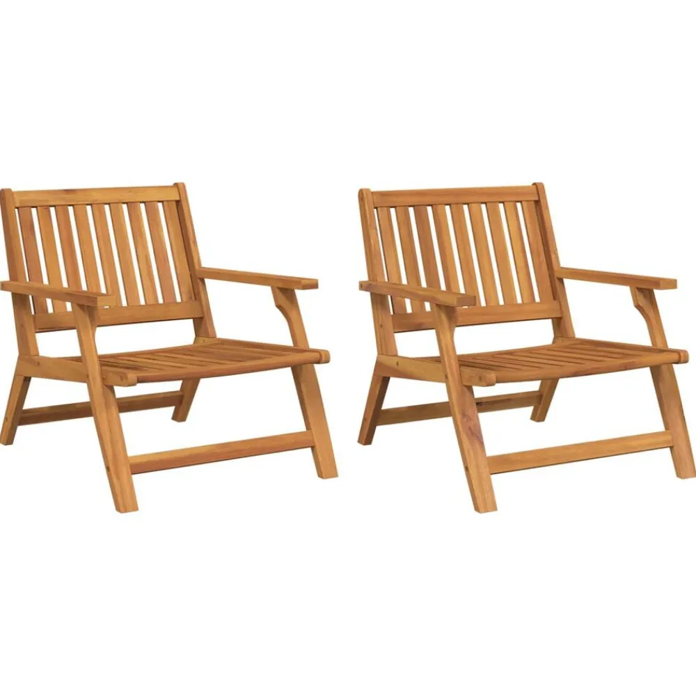 vidaXL Banco de Relax 2 pcs Marrón Madera de Acacia Sólida Online