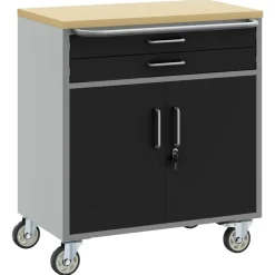 vidaXL Banco de Taller con cajón y Gris 75 x 45 x 85 cm Negro Outlet