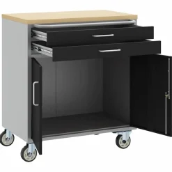 vidaXL Banco de Taller con cajón y Gris 75 x 45 x 85 cm Negro Outlet