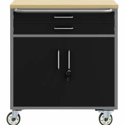 vidaXL Banco de Taller con cajón y Gris 75 x 45 x 85 cm Negro Outlet