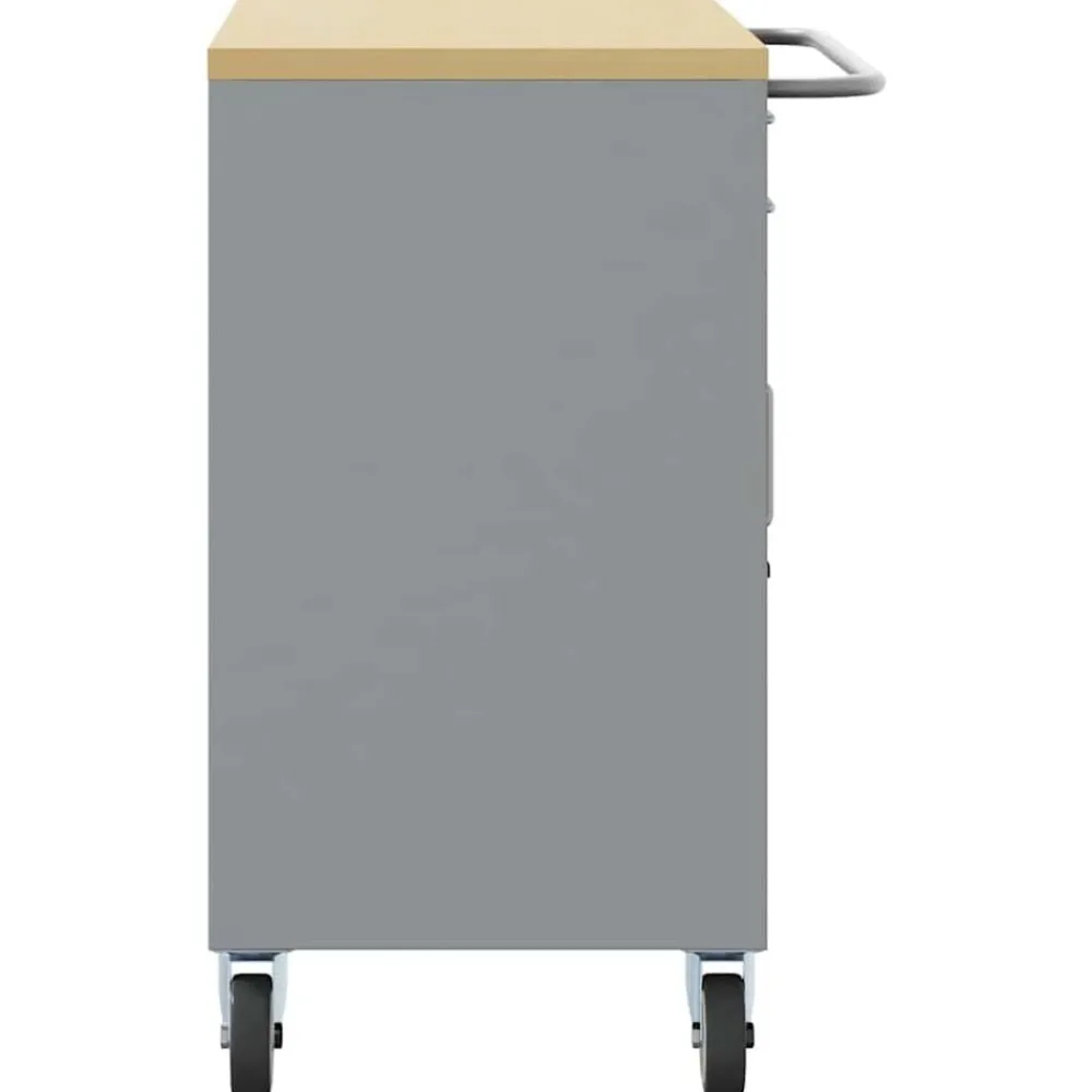 vidaXL Banco de Taller con cajón y Gris 75 x 45 x 85 cm Negro Outlet