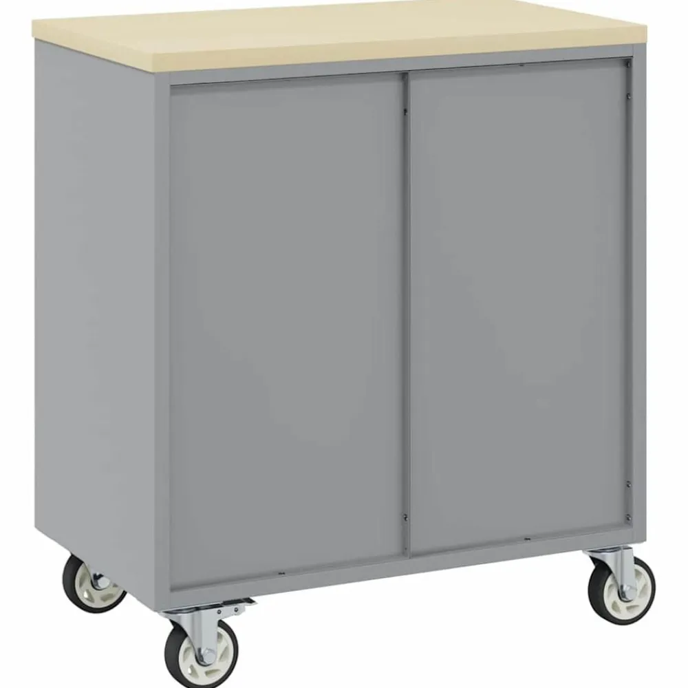 vidaXL Banco de Taller con cajón y Gris 75 x 45 x 85 cm Negro Outlet