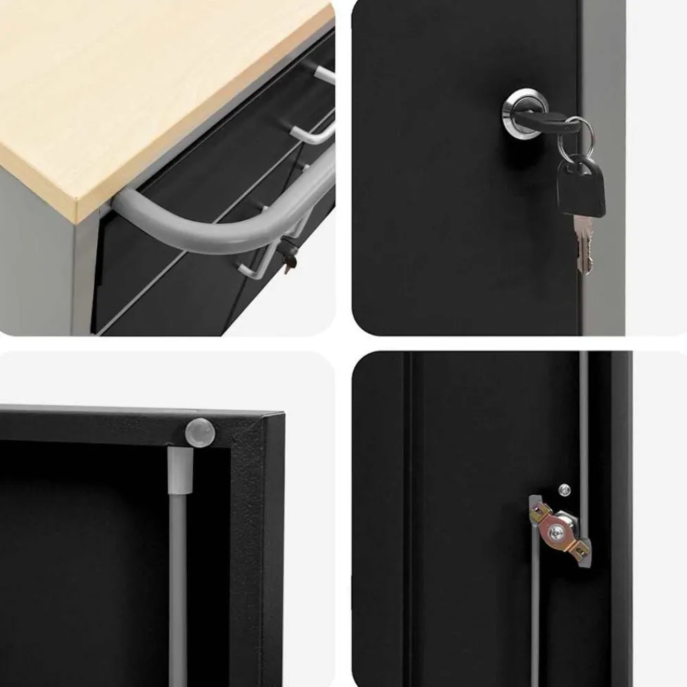 vidaXL Banco de Taller con cajón y Gris 75 x 45 x 85 cm Negro Outlet