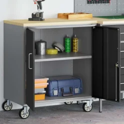 vidaXL Accesorios De Bricolaje-Banco de Taller con estante y Gris 75 x 45 x 85 cm