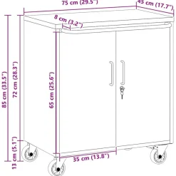 vidaXL Accesorios De Bricolaje-Banco de Taller con estante y Gris 75 x 45 x 85 cm