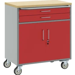 vidaXL Banco de Taller con cajón con rueda y Gris 75 x 45 x 85 cm Rojo Online