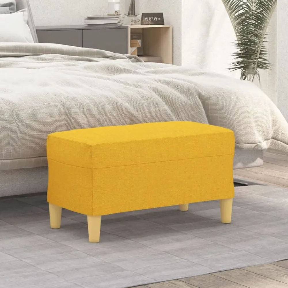 vidaXL Banco de tela amarillo 70x35x41 cm Amarillo claro Sale