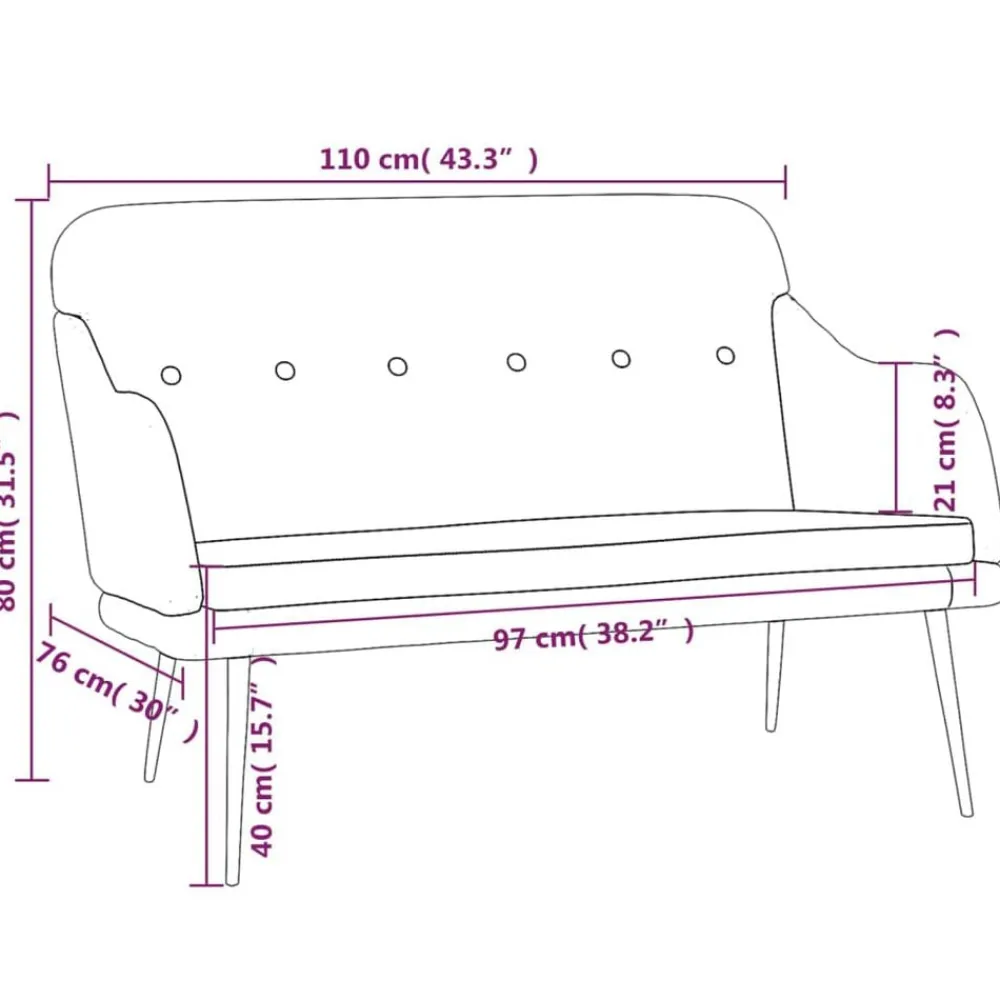 vidaXL Banco de tela 110x76x80 cm Azul New