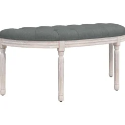 vidaXL Banco de tela oscuro 110,5x45x49 cm Gris Sale