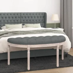 vidaXL Banco de tela oscuro 110,5x45x49 cm Gris Sale